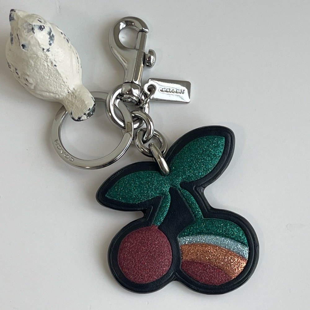 COACH Cherry Leather Bag Charm Key Fob